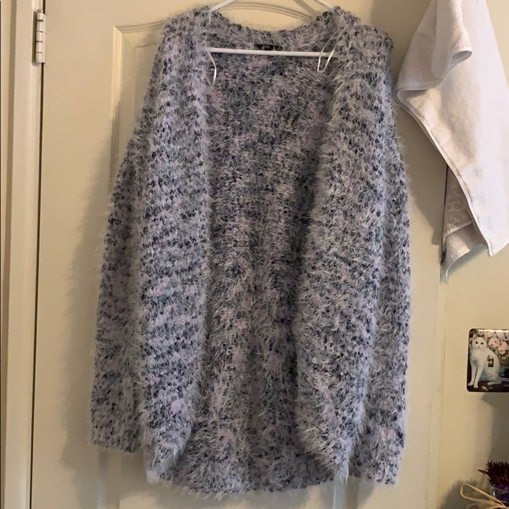 Fuzzy open sweater
